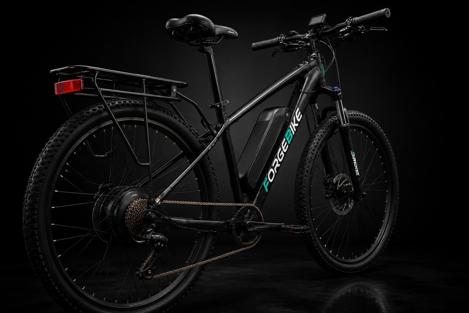 ForgeBike V1: Foundry — concept visual, rear three-quarter close