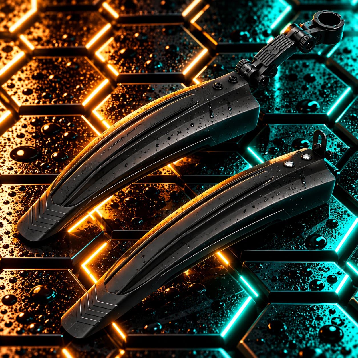 Front and rear mudguard set